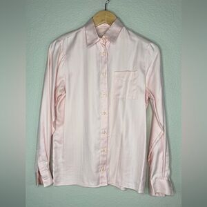 Charles Coutenay Paris Pink Herringbone‎ Cotton Button‑Front Blouse Size 36/6